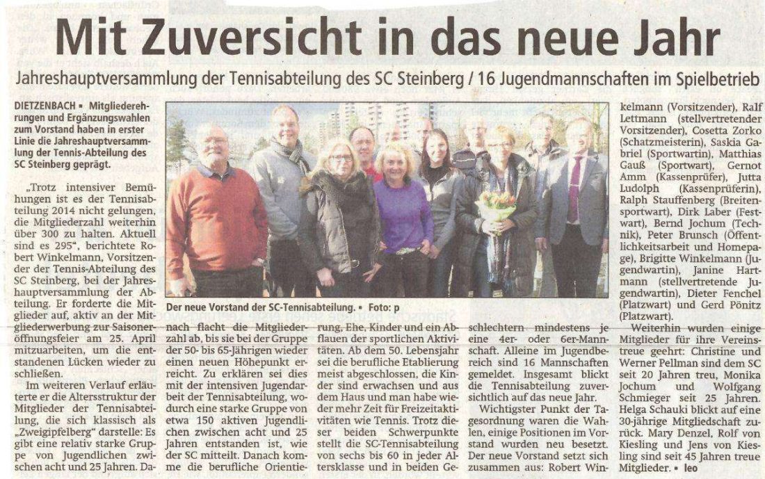 Presseartikel zur Jahresmitgliederversammlung 2015