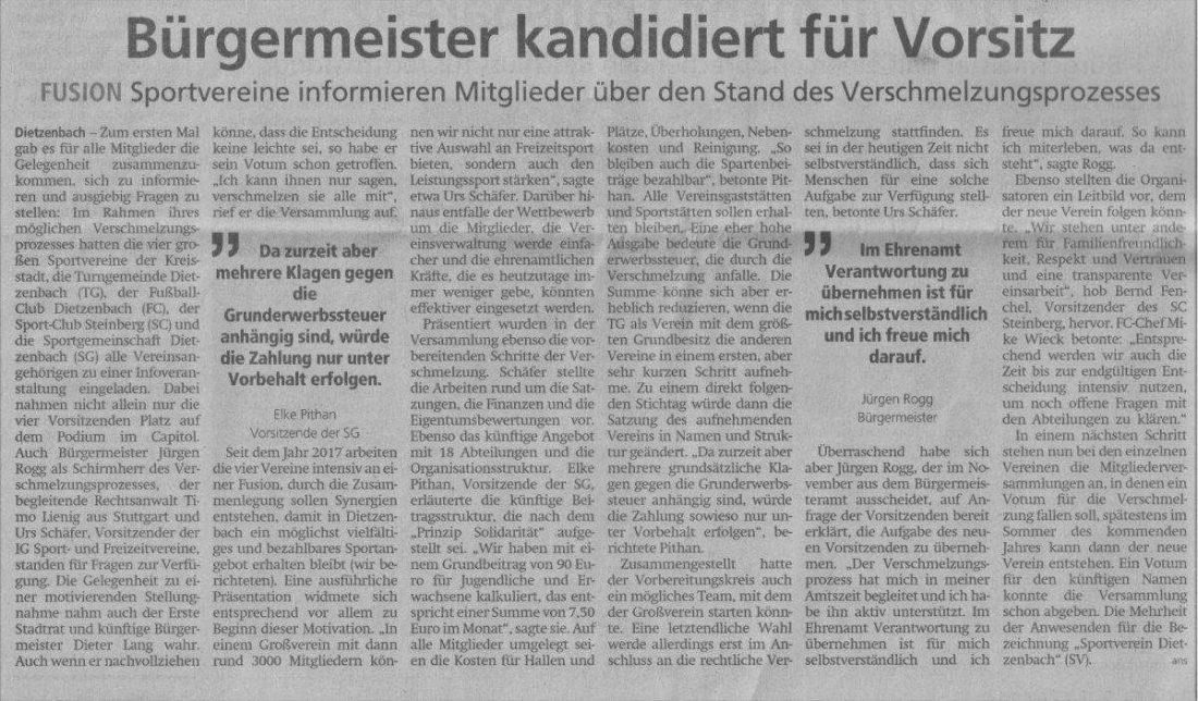 Presseartikel zur Fusion