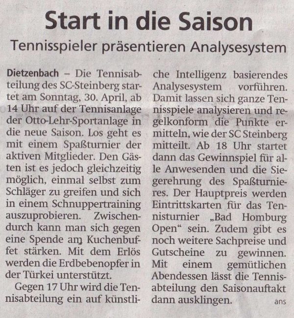 Ankündigung Saisoneröffnung 2023